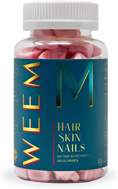 WEEM Hair, Skin & Nails Gummies, Supports Healthy Hair, Vegan Biotin Vitamins for Women & Men Supports Faster Hair Growth, Stronger Nails,