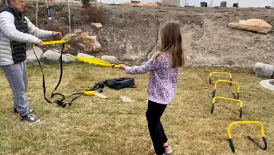 Agility Ladder, Soccer Speed Training Equipment, Football Practise Set with 20ft Ladder, 12 Cones, 4 Adjustable Hurdles, Jump Rope, Parachute, for Basketball, Football, Kids, Youth, Adults