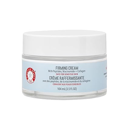 First Aid Beauty - Firming Collagen Cream with Peptides & Niacinamide, Ultra-Rich Plumping Moisturizer, Hydrates & Visibly Firms, Non-Comedogenic, Safe for Sensitive Skin, 3.5 oz