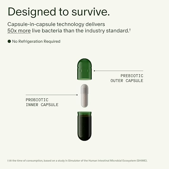 Seed DS-01 Daily Synbiotic – Prebiotic and Probiotic for Women and Men – Digestive Health, Gut Health, Immune Support, Bloating and Constipation Relief – Vegan and Shelf-Stable – 60 Capsules