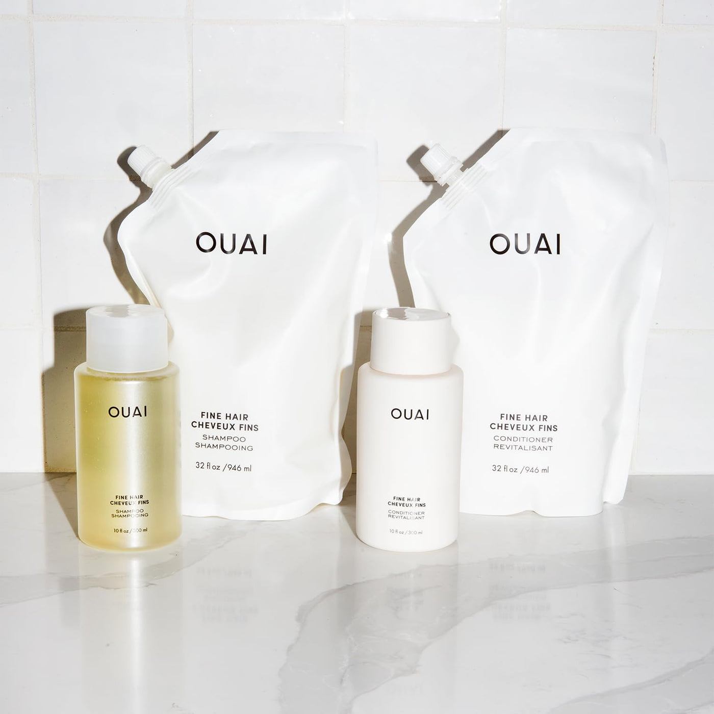 OUAI Conditioner Refill for Fine Hair, Volumizing Conditioner Made with Keratin, Biotin & Chia Seed Oil, Adds Softness, Bounce & Volume, Paraben & Sulfate Free