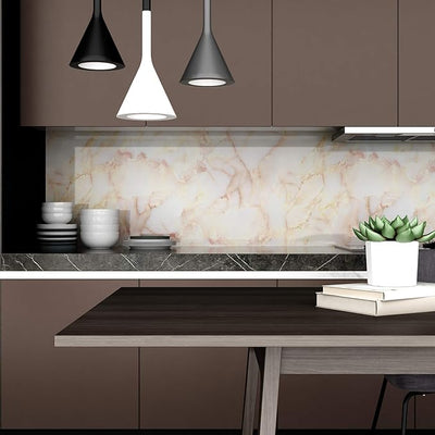 VEELIKE Gold Pink Marble Contact Paper Wallpaper Peel and Stick 15.74''x354.33'' Waterproof Removable Self-Adhesive Wall Covering for Countertop Cabinet Table