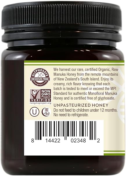 Wedderspoon Raw Organic Manuka Honey KFactor 16+, 8.8 Oz, Unpasteurized, Genuine New Zealand Honey, Multi-Functional, Non-GMO Superfood, Kfactor, Traceable from Our Hives to Your Home