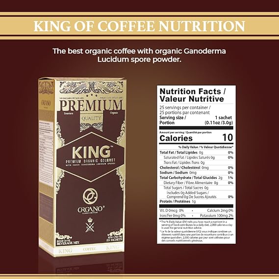 ORGANO King of Coffee, 100% Certified Ganoderma Lucidum (25 Sachets)