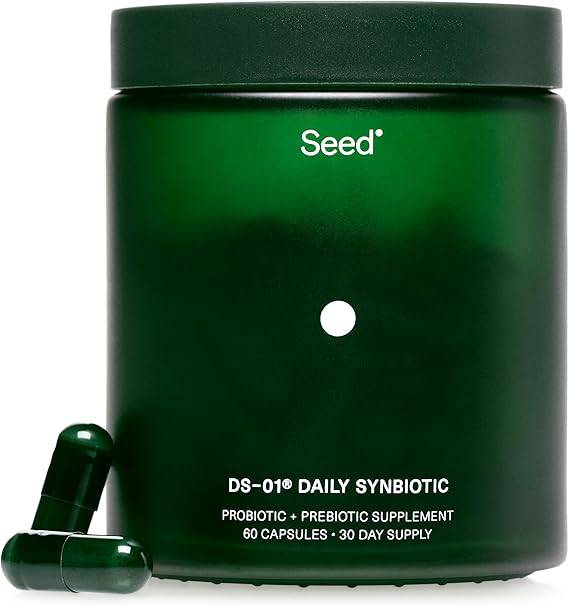 Seed DS-01 Daily Synbiotic – Prebiotic and Probiotic for Women and Men – Digestive Health, Gut Health, Immune Support, Bloating and Constipation Relief – Vegan and Shelf-Stable – 60 Capsules