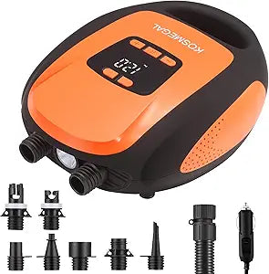 Paddle Board Pump Electric Portable, SUP Pump for Paddleboard, 20PSI Air Compressor with Auto-Off, Deflation Function and 12V DC Car Connector for Inflatables, Kayaks and Boats