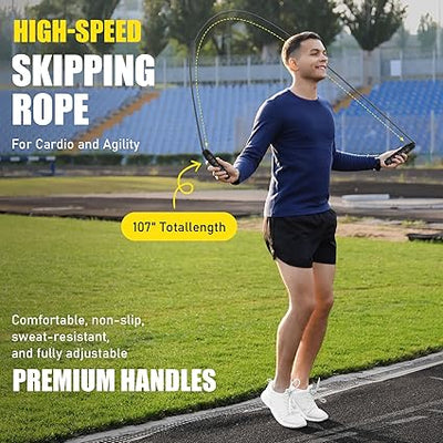 Agility Ladder, Soccer Speed Training Equipment, Football Practise Set with 20ft Ladder, 12 Cones, 4 Adjustable Hurdles, Jump Rope, Parachute, for Basketball, Football, Kids, Youth, Adults