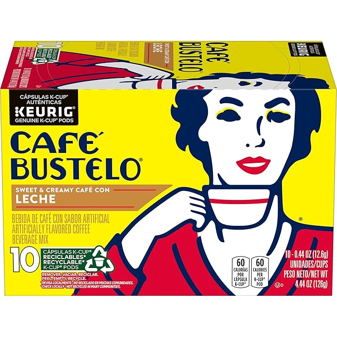 Café Bustelo Café con Leche Flavored Espresso Style Coffee, 60 Keurig K-Cup Pods