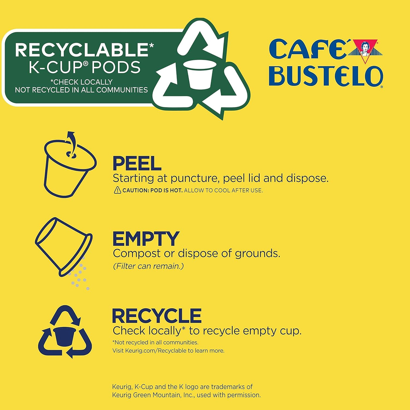 Café Bustelo Café con Leche Flavored Espresso Style Coffee, 60 Keurig K-Cup Pods