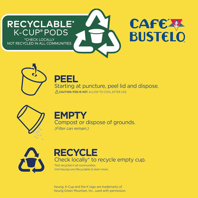 Café Bustelo Café con Leche Flavored Espresso Style Coffee, 60 Keurig K-Cup Pods