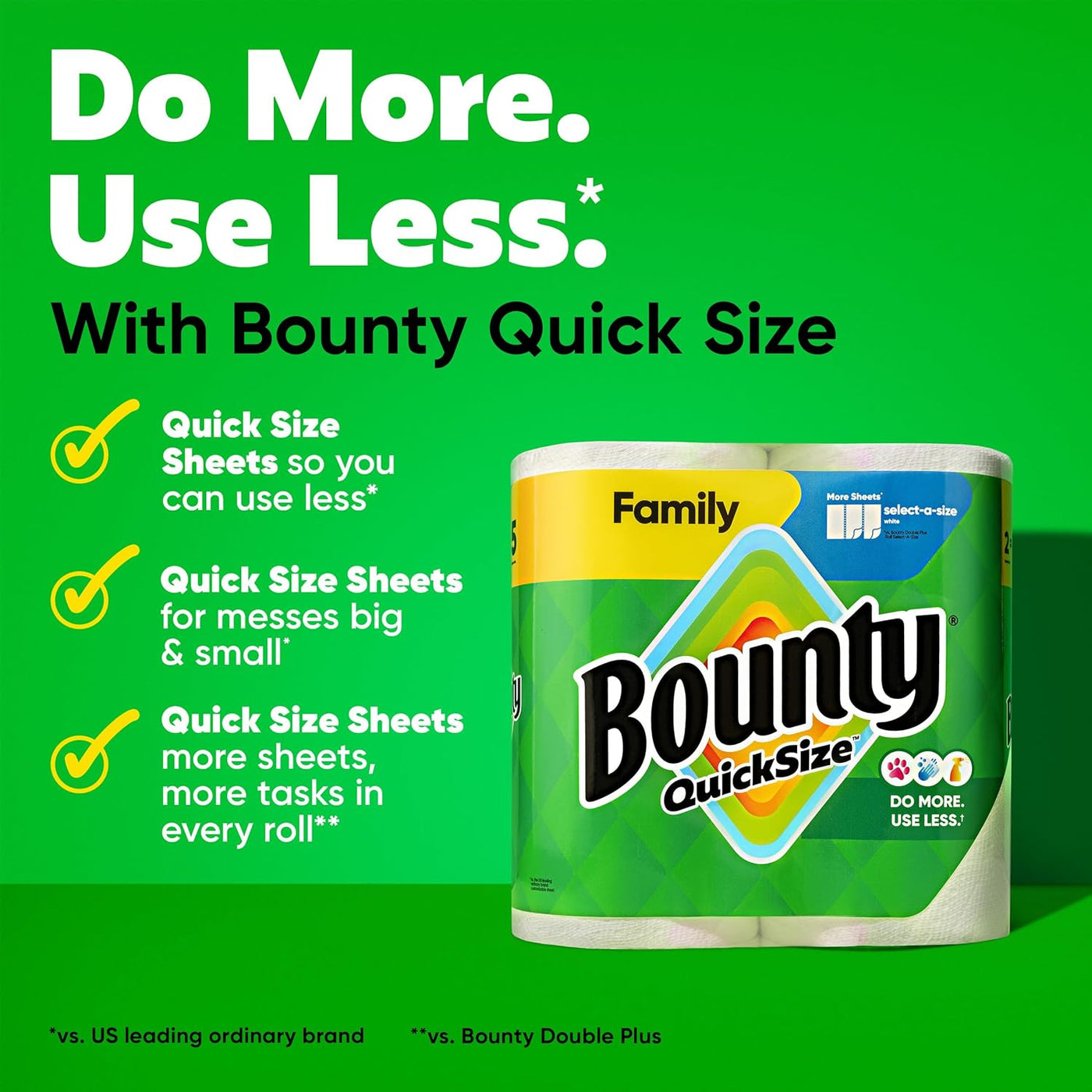 Bounty Quick Size Paper Towels, White, Family Rolls, 16 Count (Up to 40 Regular Rolls)