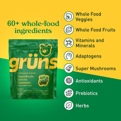Super Greens - Daily Gummies with Organic Chlorella & Spirulina, Prebiotics for Digestive & Gut Health, Multivitamins & Minerals, 224 Gummies