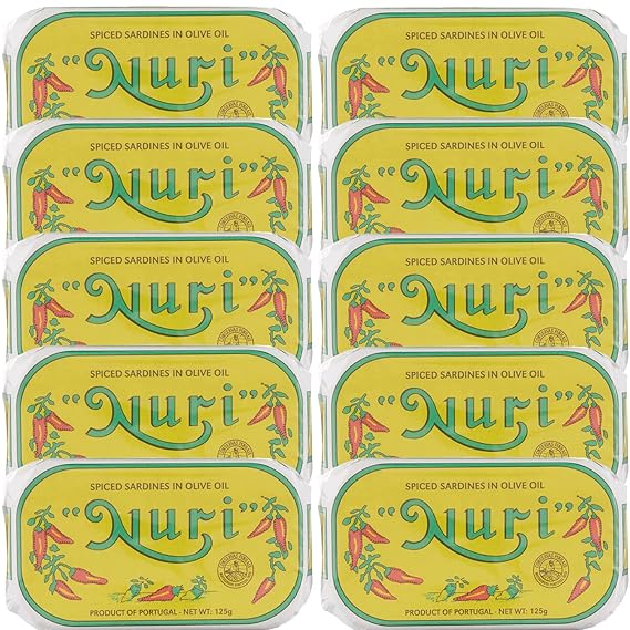 NURI Portuguese Sardines in Spiced Olive Oil - 10 Pack - (4.4 oz cans)