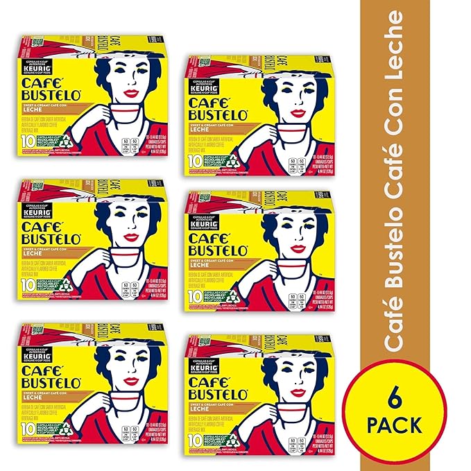 Café Bustelo Café con Leche Flavored Espresso Style Coffee, 60 Keurig K-Cup Pods