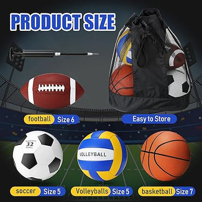 Jerify 4 Pcs Sport Balls Set Official Size Athletic Balls Include Soccer, Football, Basketball, Volleyball for Indoor Outdoor Game Youth Adult Operation Christmas Ball Gifts