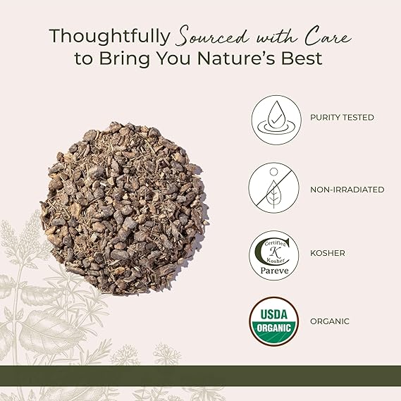 Starwest Botanicals Essiac Tea Organic - Caffeine Free Herbal Blend, Loose Leaf Burdock Root, Slippery Elm Bark, Sheep Sorrel, & Rhubarb, Certified Kosher, Non-GMO - Bulk 1 lb Bag