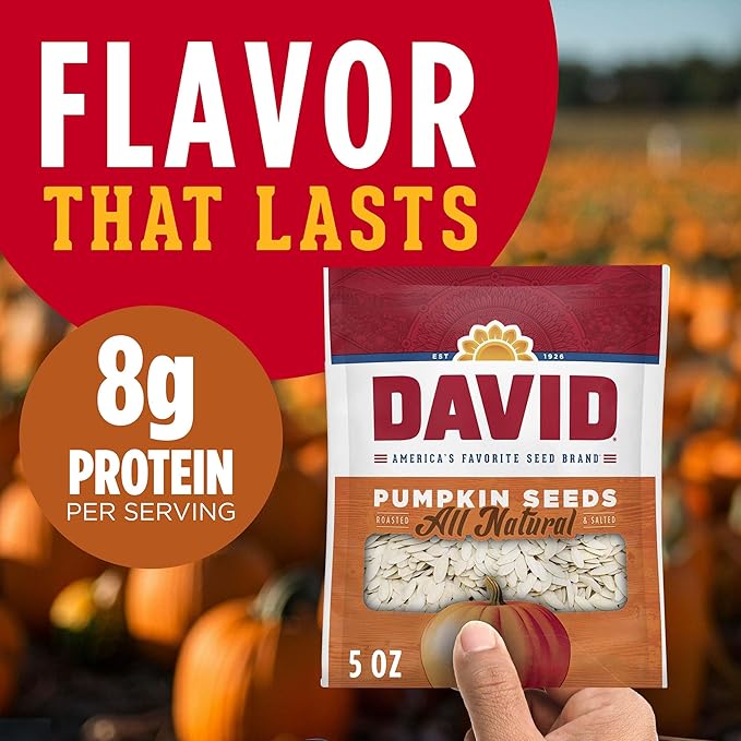 DAVID All Natural Pumpkin Seeds, 5 oz. (Pack of 12)