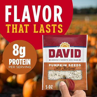 DAVID All Natural Pumpkin Seeds, 5 oz. (Pack of 12)