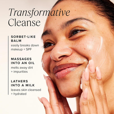 Farmacy Makeup Remover Cleansing Balm, Green Clean Waterproof Makeup Remover + Oil-Based Cleanser, Gentle Exfoliating Dual Cleanser, Melts from Balm to Foam