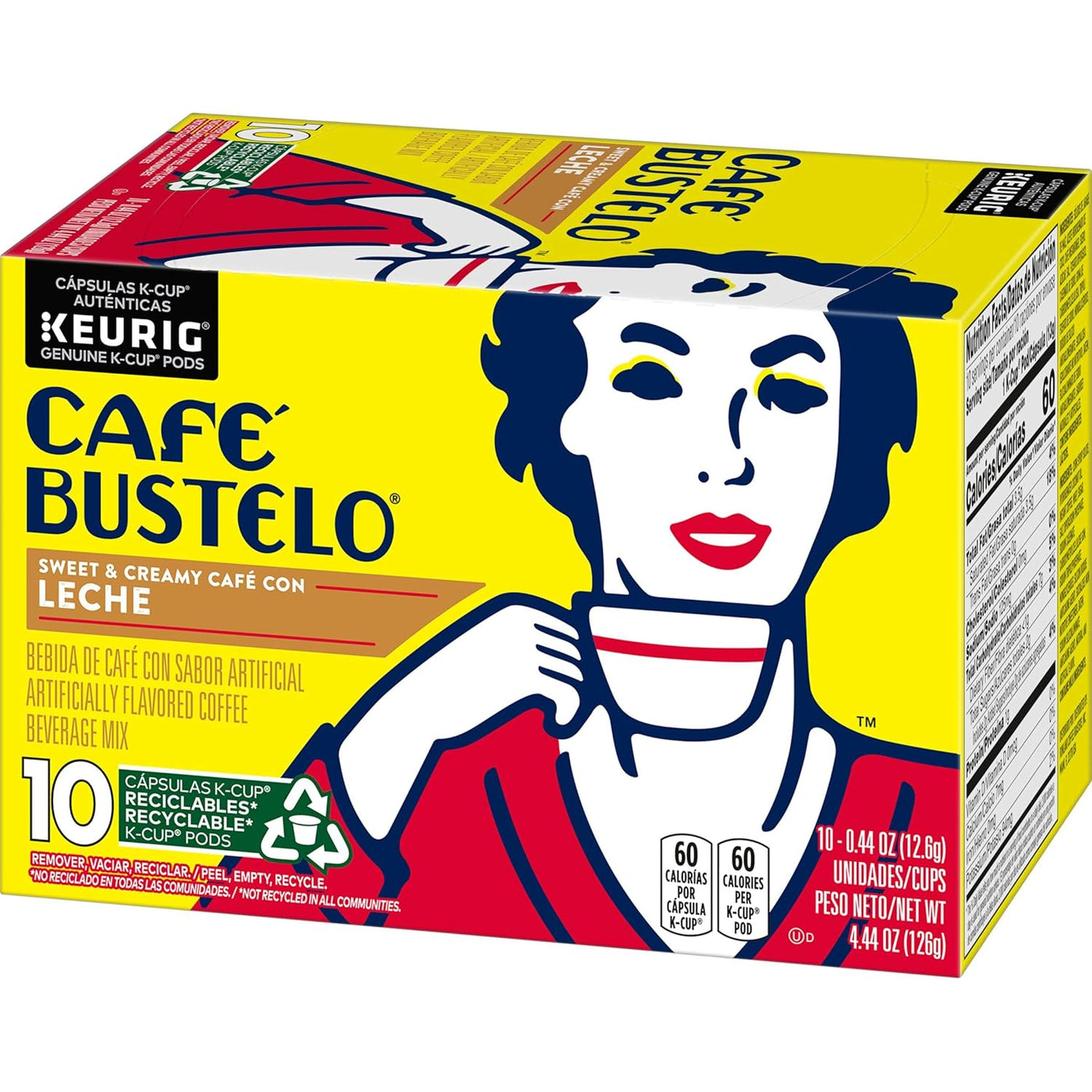 Café Bustelo Café con Leche Flavored Espresso Style Coffee, 60 Keurig K-Cup Pods