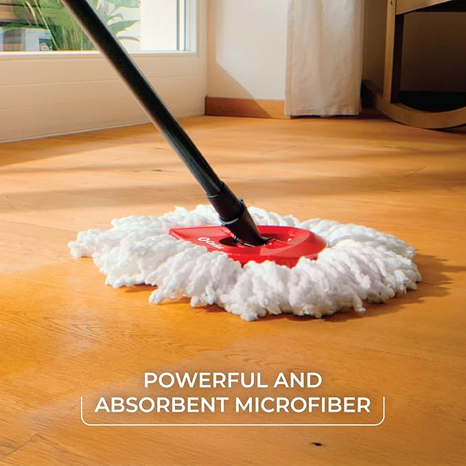 O-Cedar EasyWring Microfiber Spin Mop, Bucket Floor Cleaning System, Red, Gray, Standard