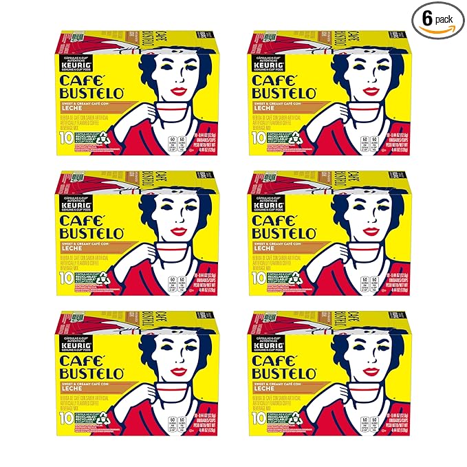 Café Bustelo Café con Leche Flavored Espresso Style Coffee, 60 Keurig K-Cup Pods