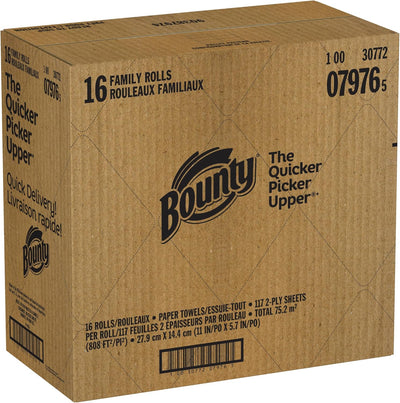 Bounty Quick Size Paper Towels, White, Family Rolls, 16 Count (Up to 40 Regular Rolls)
