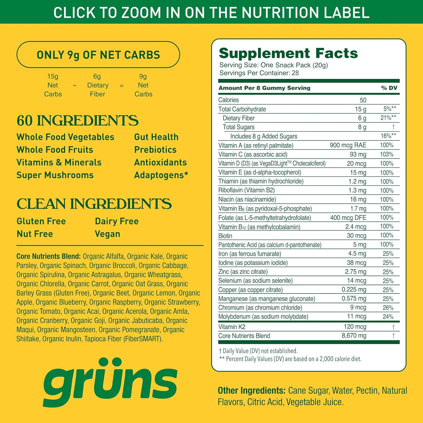 Super Greens - Daily Gummies with Organic Chlorella & Spirulina, Prebiotics for Digestive & Gut Health, Multivitamins & Minerals, 224 Gummies