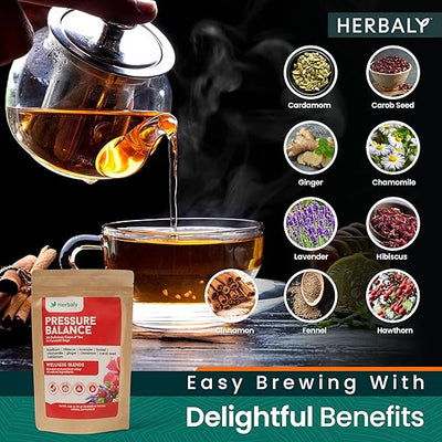 hHerbaly Heart Functional Tea - 9 Superherbs - Natural, Organic, Non-GMO, Caffeine-Free, Sugar Free - 1 Pack, 30 Pyramid Tea Bags