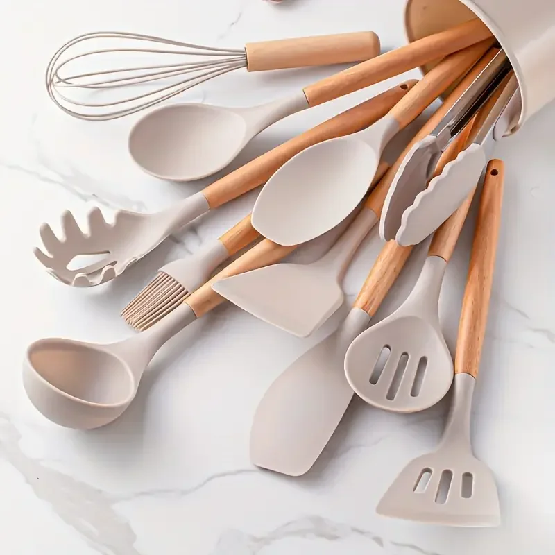 kf-Se43ca3940445454e84579b1ffb875a64I-12pcs-Set-of-Multi-color-Silicone-Wooden-Handle-Kitchenware-Set-Non-Stick-Pot-Spatula-and-Spoon